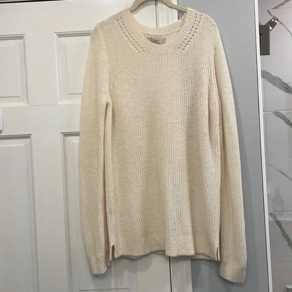 LOFT Cream Knitted Sweater